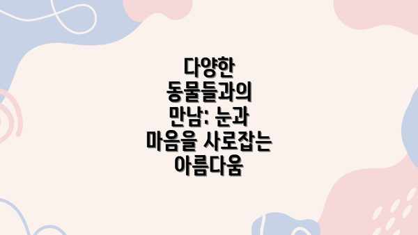 다양한 동물들과의 만남: 눈과 마음을 사로잡는 아름다움